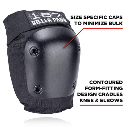 187 Killer Pads Knee Pads, Elbow Pads Combo Pack, Black, Small/Medium