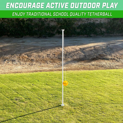 GoSports Tetherball Game Set, Complete Tetherball Setup with Ball, Rope and Pole - Great for Backyard Fun