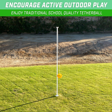 GoSports Tetherball Game Set, Complete Tetherball Setup with Ball, Rope and Pole - Great for Backyard Fun