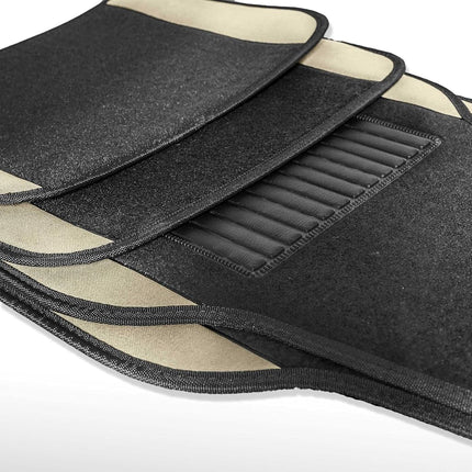 FH Group F14407BEIGE Universal Fit Premium Carpet Beige Automotive Floor Mats fits most Cars, SUVs, and Trucks with Driver Heel Pad, Full Set