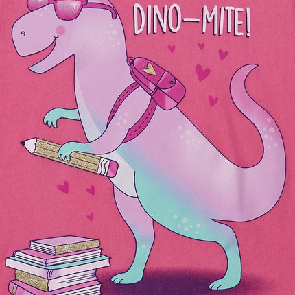 Lot de 2 t-shirts à manches courtes pour filles The Children's Place, motifs « Kindergarten Cutie » et « School is Dino-Mite », taille M