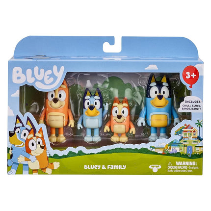 Bluey 13009 and Family: , Bingo, Bandit and Chilli 4 Figure pack Articulated Character Action Figures 2.5 inches Official Collectable Toy, Multicoloured