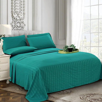 Elegant Comfort Best, Softest, Coziest 6-Piece Sheet Sets! - 1500 Premier Hotel Quality Luxurious Wrinkle Resistant 6-Piece Damask Stripe Bed Sheet Set, Full Turquoise