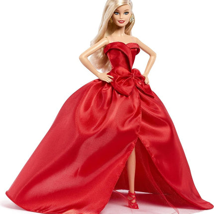 Barbie Signature Doll, 2026 Holiday Barbie Blonde Fashion Doll Wearing Red Gown with Bow, Seasonal Collector Doll in Displayable Packaging & Doll Stand
