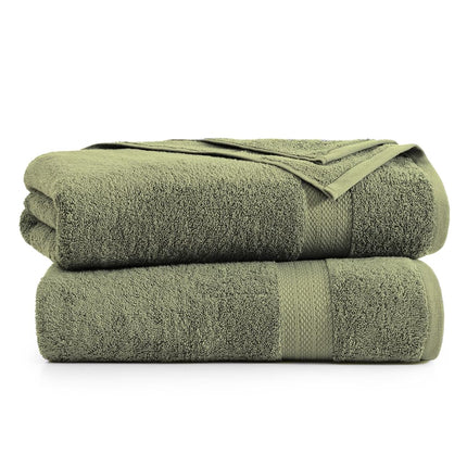Extra Large Cotton Bath Sheets - 2 Pack Oversized Luxury Bath Towels, 35x66 - Oil Green