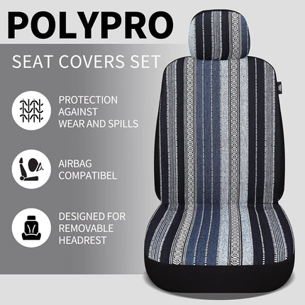 VarCozy Baja Saddle Blanket Seat Covers, Front Seat Covers for Sedan, SUV, Truck, Universal Stripe Colorful Woven Automotive Seat Cover, Breathable, Washable, Airbag Compatible