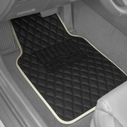 FH Group F12003BEIGE Universal Fit Diamond Pattern Faux Leather Beige Automotive Floor Mats fits most Cars, SUVs, and Trucks