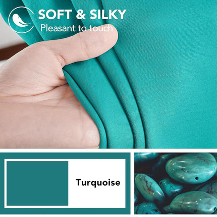Deconovo Solid Back Tab and Rod Pocket Curtains, Room Darkening Window Curtains, Blackout Curtains for Living Room, 52x63 Inch, Turquoise, 2 Panels