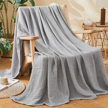 EMME Cotton Muslin Twin XL Blanket Breathable Gauze Soft Lightweight Blankets Adults Gifts for Women (Heather Grey, 167x228cm)