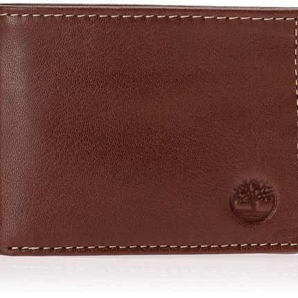 Timberland Men's Leather Passcase Trifold Wallet Hybrid, Cognac (Hundson), One Size