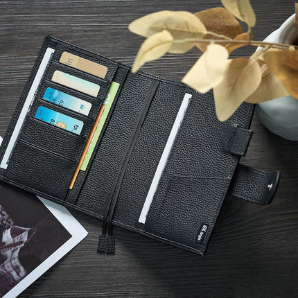 Ox Knight A6 Leather Planner Cover for Hobonichi, Stalogy, Midori Hibino, Leuchtturm1917, and More - with Pen Loop, Card Slots, Back Pocket, and Bookmarks (Black), 5.12Wx6.61L