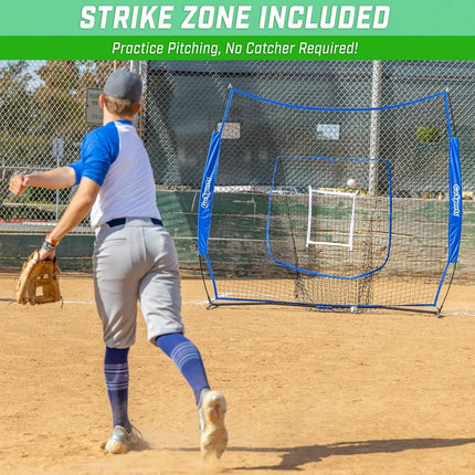 GoSports 7x7 ft Baseball & Softball Batting & Pitching Net with Strike Zone � Available in Team Colors - Royal