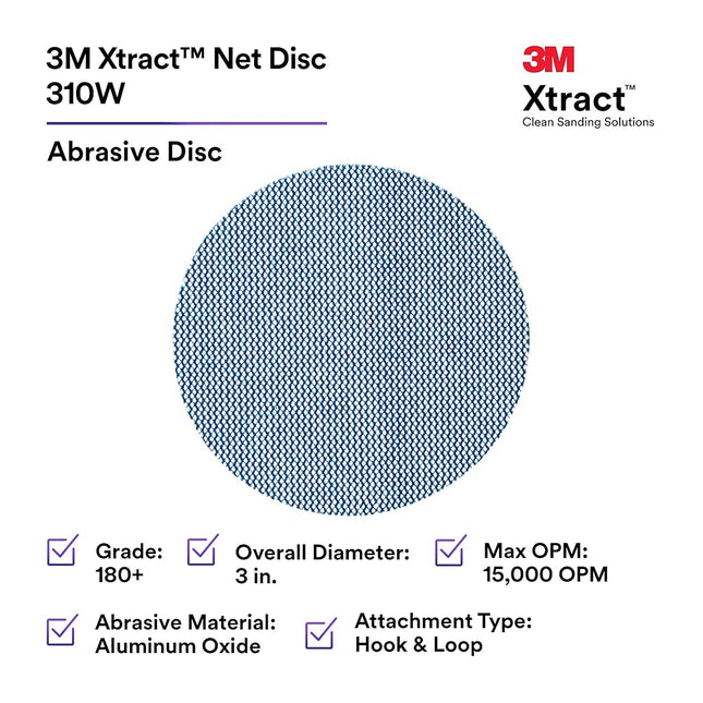 3M Xtract Net Disc 310W, 180+, 3 in x NH, Die 300V, 50 Discs