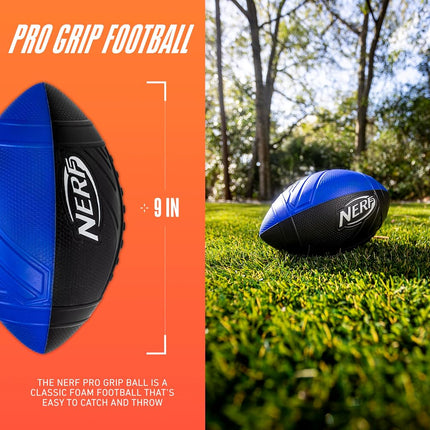 Nerf Kids Foam Football - Pro Grip Youth Soft Foam Ball - Indoor and Outdoor Football for Kids - Small Foam Football - 9" Inch Youth Sized Football - Blue and Black