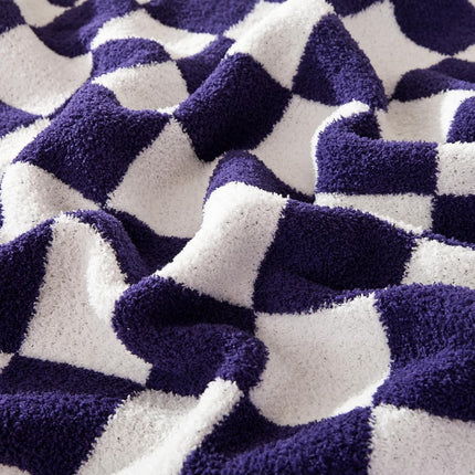 Elegant Comfort Checkered Throw Blanket, Purple Super Soft Cozy Fluffy Warm Throw Blankets for Couch, Sofa, Chair, Bed, Camping, Picnic, Travel Lightweight Bed Blanket (50" x 70")