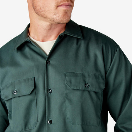 Camisa de trabajo de manga larga Dickies para hombre, verde cazador, 2XL Grande Alto