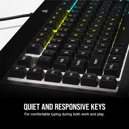 Corsair K55 RGB PRO Wired Gaming Keyboard Membrane � IP42 Anti-Dust and Overflow � 6 Macro Keys with Elgato Integration � Compatible with iCUE � QWERTY NA � PC, Mac, Xbox � Black