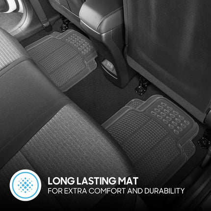 BDK 4-Piece Rubber Transparent Clear Floor Mats Heavy Duty for Front & Rear Car Truck Van SUV, All Weather Protection, Universal Fit