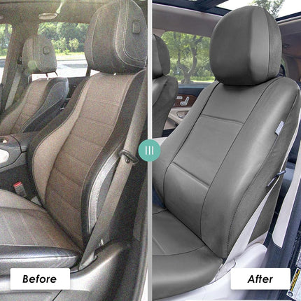 FH Group PU002SOLIDGRAY102 Universal Fit Faux Leather Front Set Bucket Solid Gray Automotive Seat Covers fits Most Cars, SUVs, and Trucks (Set of 2, Airbag Compatible)