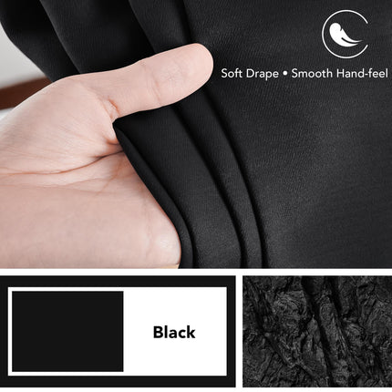 Deconovo Long Back Tab and Rod Pocket Blackout Curtains for Living Room - Thermal Insulated Light Blocking Curtains, 42x95 Inch, Black, 2 Panels