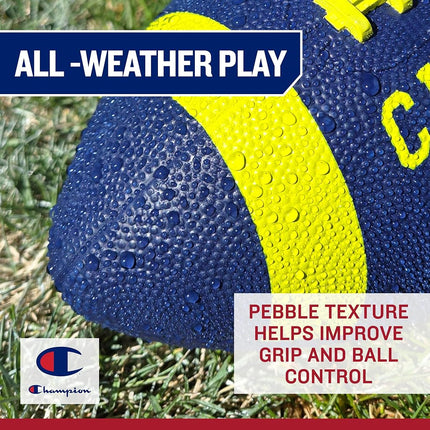 Champion Blitz Football (Official, Tango Red/White), All-Weather Football, Enhanced Grip, Durable Rubber Cover and Molded Laces, for Outdoor Sports & Training, Includes 6" Ball Pump