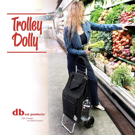 dbestproducts Shopping Grocery Foldable Cart, Polyester, Black, Bigger