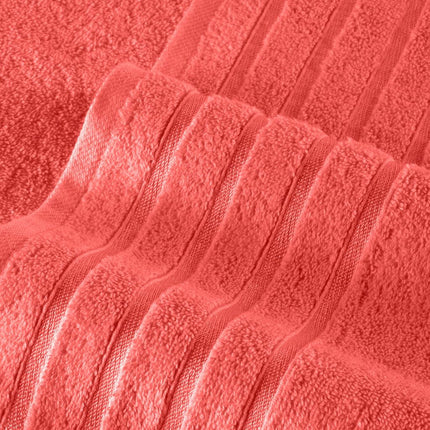 Elegant Comfort 4 Lines Viscose Stripe 6-Piece Premium Towel Set - 100% Turkish Cotton High Absorbent Luxury Bathroom Towels – Includes 2 Washcloths, 2 Hand Towels and 2 Bath Towels Set, Coral