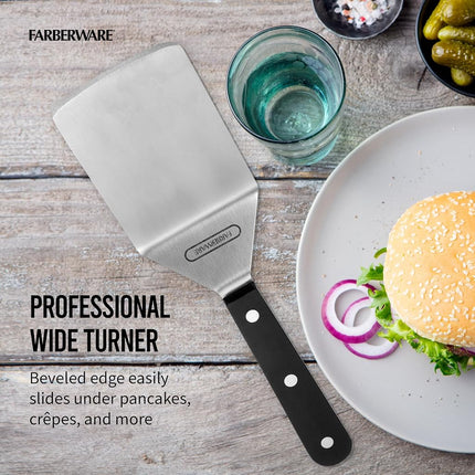 Spatule Pro large à triple rivet Farberware 5243222, acier inoxydable, noire