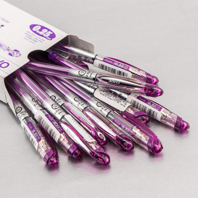 Stylo Gel Pentel Arts Slicci 0,25 mm, Pointe Extra Fine, Encre Violette, Boîte de 12 (BG202-V)