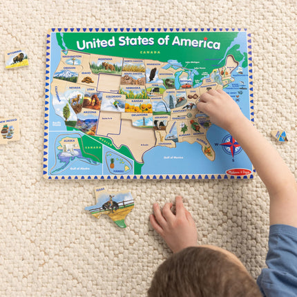 Melissa & Doug Rompecabezas de madera del mapa de EE. UU. (45 pzas.)