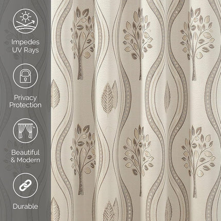 Elegant Comfort Luxurious Beautiful Curtain Panel Set with Attached Valance and Backing 54" X 84 inch (Set of 2), Beige