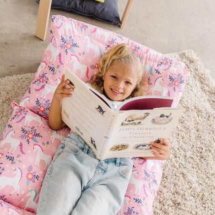 Wildkin Kids Floor Lounger – Pillow Lounger, Travel-Friendly, Ideal for Sleepovers, Fits Standard Pillows - Magical Unicorns