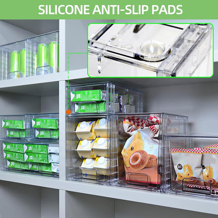 XWYWX Wide Large Stackable Storage Drawers(3 Pack),Multi-purpose Clear Plastic Organizer Bins with Handles, Easy to Assemble for Bathroom Home Closet Under Sink Kitchen Pantry Medicine Cabinet