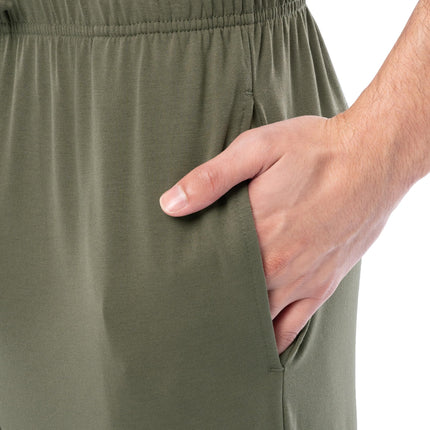 Fruit of the Loom mens 360 Stretch Short Sleeve V-neck Top and Pant Sleep Pajama Set, Dusty Olive, L