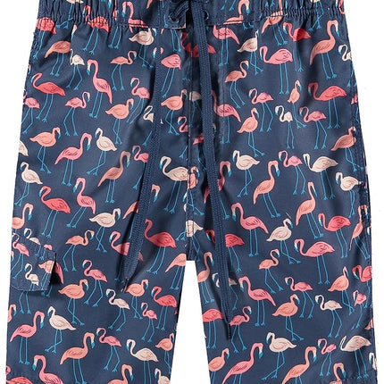 Kanu Surf Big Boys' Key West Flamingo Quick Dry Beach Board Shorts Swim Trunk, Navy, Medium (10/12)