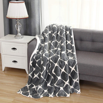 Elegant Comfort Reversible, Printed Sherpa Throw B