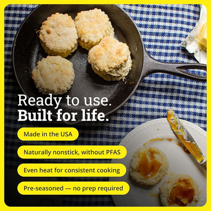 Lodge L5SK3 8 Inch Cast Iron Skillet, Black