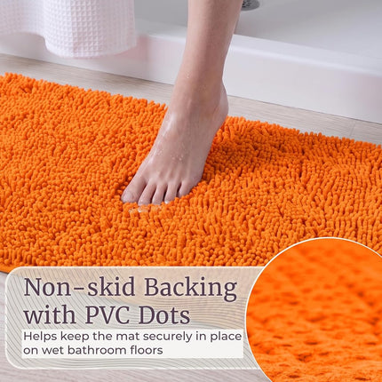 Tapis de bain shaggy en mousse à mémoire de forme Bedford Home, 60 x 150 cm, orange