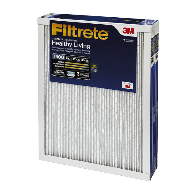 Filtrete MPR 1900 12 x 12 x 1 Healthy Living Ultimate Allergen Reduction AC Furnace Air Filter, Delivers Cleaner Air Throughout Your Home, 6-Pack