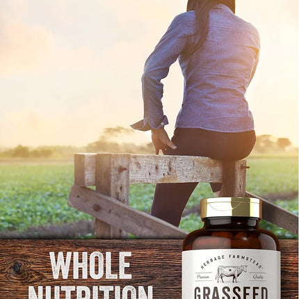 Grass Fed Beef Pancreas 550mg | 200 Capsules | Desiccated Pasture Raised Bovine Supplement | Non-GMO, Gluten Free | by Herbage Farmstead