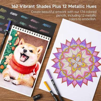 Shuttle Art 174 Professional Colouring Pencils, Coloured Pencils Set