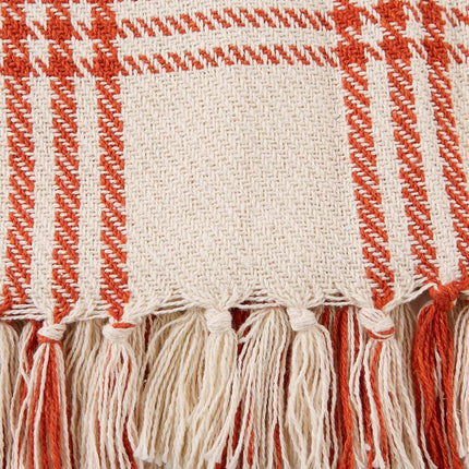 DII Farmhouse Plaid Collection Cotton Throw Blanket, 50x60, Vintage Red
