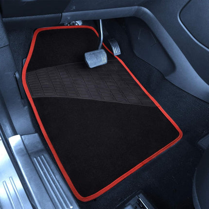 FH Group - F14503-RED F14503 RED Color-Trimmed Liners Non-Slip Car Floor Mats with Rubber Heel Pad – Full Set
