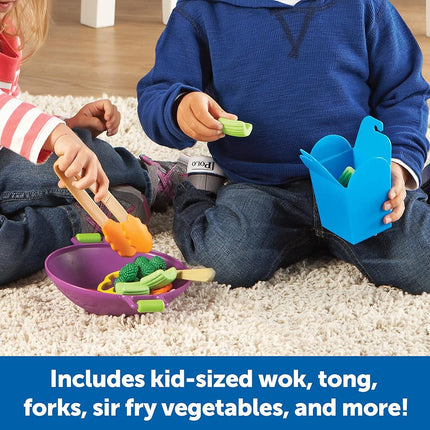 Learning Resources New Sprouts Stir Fry Set, Pretend Play Toy for Toddlers, Preschool Learning Toys, Kitchen Play Toys for Kids
