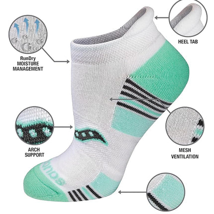 Saucony Women's Performance Heel Tab Athletic Socks (8 & 16, Assorted Light (8 Pairs), Shoe Size: 5-7