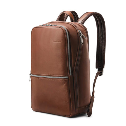 Samsonite Classic Leather Slim Backpack, Cognac, One Size, Classic Leather Slim Backpack