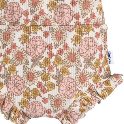 Gerber Baby-Girls 3-Pack Bubble Shorts, Brown/Pink/Garden Floral, 18 Months