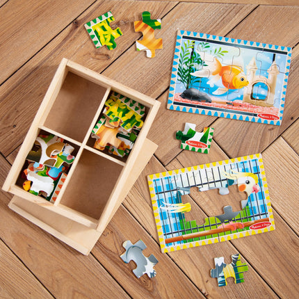 Melissa & Doug 3790 Mascotas Rompecabezas de Madera 4 en 1 en Caja de Almacenamiento (48 pzs)