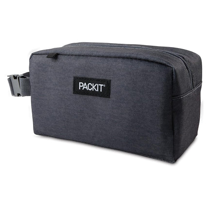 PackIt Freezable Snack Box, City Charcoal, Built with EcoFreeze® Technology, Collapsible, Reusable, Zip Closure with Buckle Handle, for Work Snacks, Fresh Snacks On The Go, Adults, and All Ages