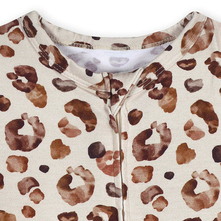 Gerber Unisex Baby Buttery Soft Short Sleeve Romper with Viscose Made from Eucalyptus, Spotted Leopard, 12 Months
